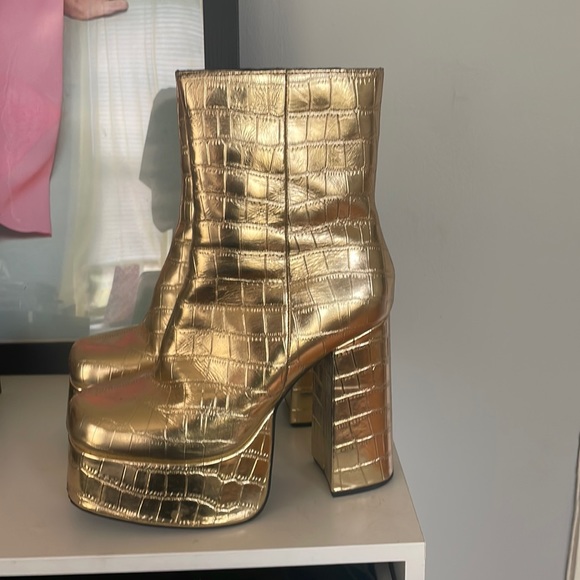 Jeffrey Campbell Gold Platform Boots 